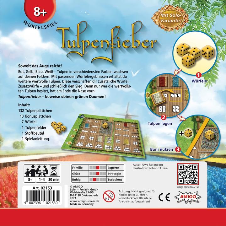 Produktbild Amigo Tulpenfieber, d ab 8 Jahren, 1-4 Spieler, Würfelspiel, mit Solo-Variante (Deutsch)