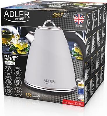 Produktbild Adler AD 1343g Electric, 2200 W, 1.5 L, Stainless steel, 360 ° rotational base, Gray (1.50 l)
