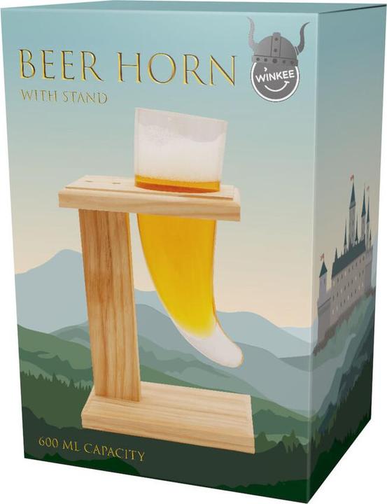 Actual product image Winkee Stand and Glass - Viking Beer Horn (1 x)