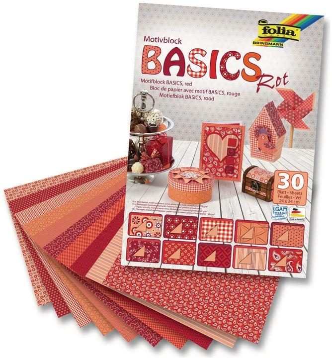 Image du produit Folia Bloc de motifs L'essentiel en rouge (270 g/m², 1 x)