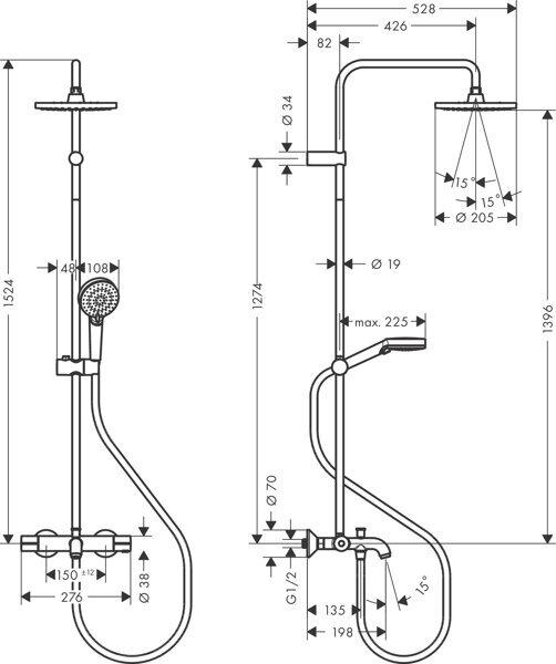 Actual product image hansgrohe HG Showerpipe VERNIS Blend 200 1jet with bath thermostat EcoSmart chrome