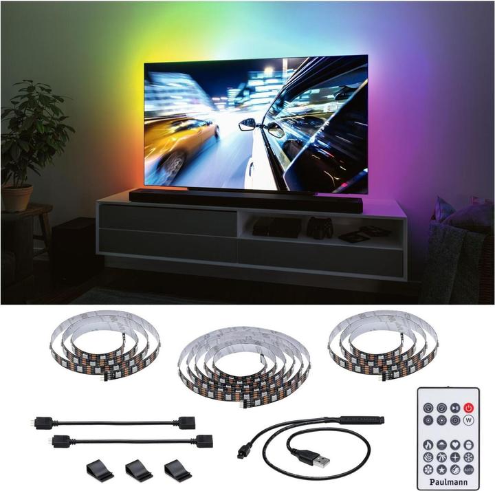 Image du produit Paulmann Luminaires USB TV Strips RGB 75 pouces (RGB, 310 cm, Intérieur)