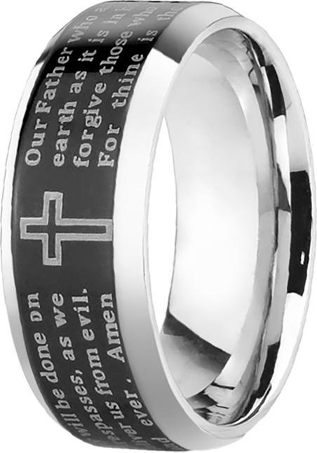 Produktbild Star Piercing Ring silber Vaterunser schwarz (Chirurgenstahl 316L, ohne Messing)