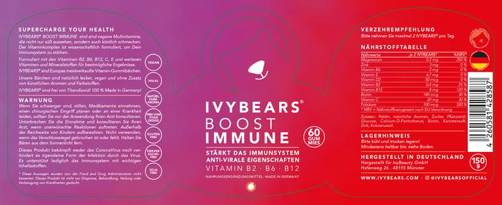 Valeurs nutritives et ingrédients IVYBears Boost IMMUNE 2-Pack (2 pièce(s), Gummies, 300 g)