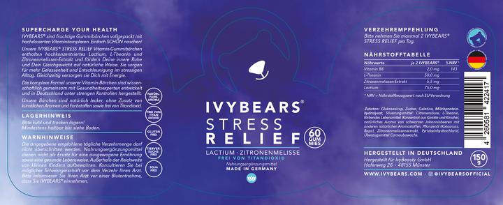 Nährwerte und Zutaten IVYBears Stress RELIEF 2-Pack (2 Stück, Gummies, 300 g)