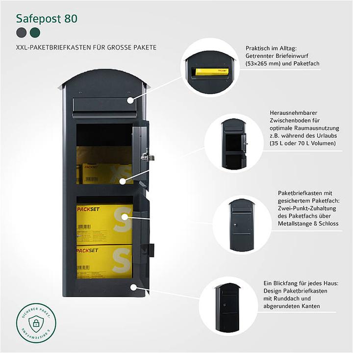 Actual product image SafePost 80 Parcel letterbox green