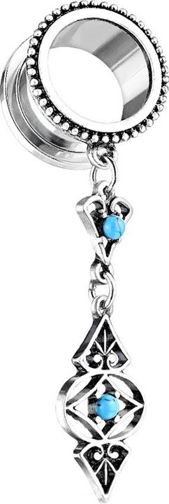 Produktbild Star Piercing Flesh Tunnel Anhänger mit Türkis Steinen (Messing, Chirurgenstahl 316L)