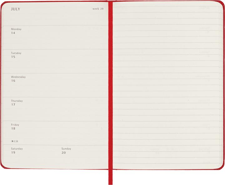 Productafbeelding Moleskine 12 maanden weekkalender 2025, pocket/A6, 1 week = 1 pagina, rechts gelinieerd (A6, Pocket, Engels)
