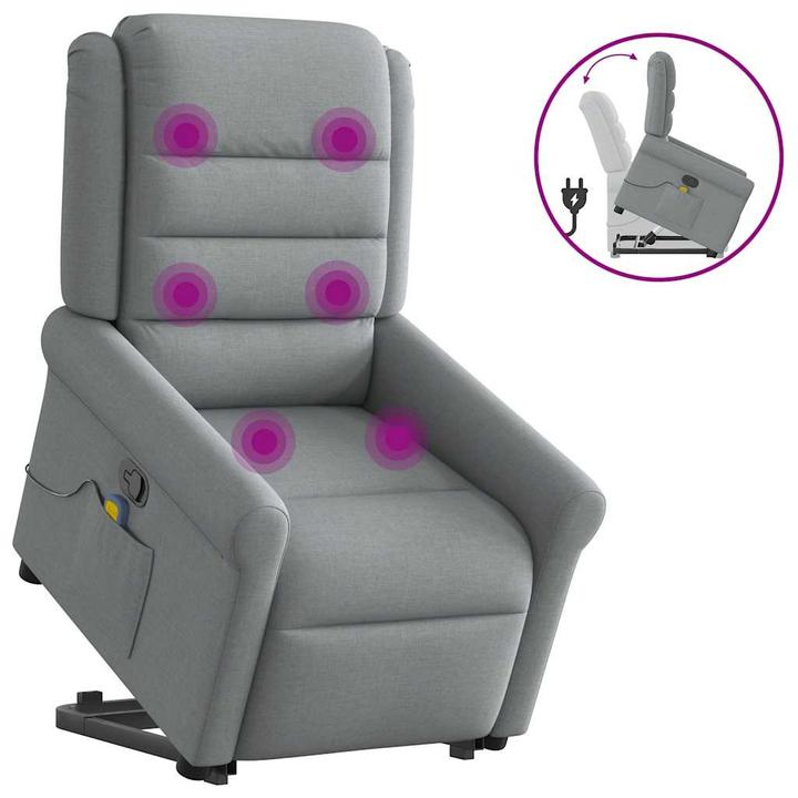 Produktbild VidaXL Massagesessel mit Aufstehhilfe Hellgrau Stoff