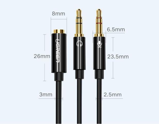 Produktbild Ugreen Mikrofon und Kopfhörer Y Splitter 3.5 mm Klinke (0.20 m, 3.5mm Klinke (AUX))