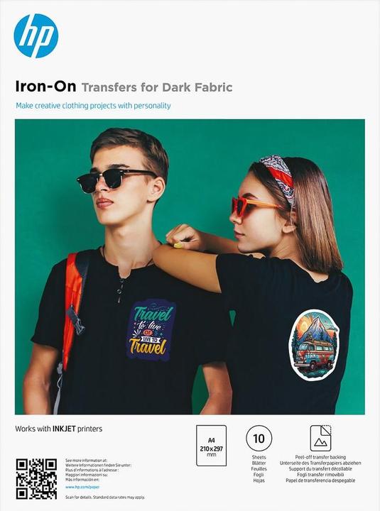 Image du produit HP Iron-On Transfers for Dark Fabric A4 (210 x 297 mm) 10 sheets (10 x)