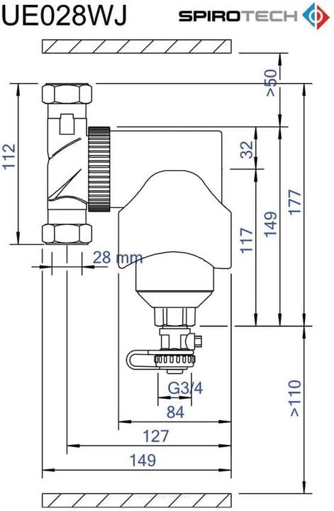 Productafbeelding SpiroTech SPIROTRAP MB3 slibafscheider S-22-WJ aansluitklem r. 22 mm, 1,1 m3/h, 0,36 l