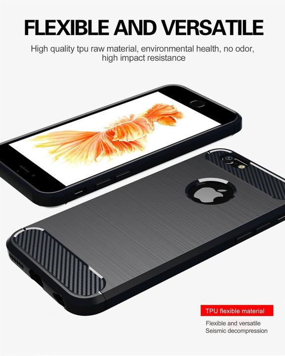 Image du produit Cadorabo TPU Ultra Slim carbon edelstahl Combi Cover (Apple iPhone 6)