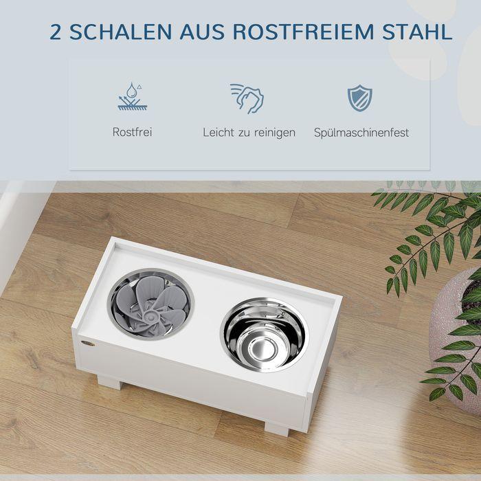 Image du produit Swisshandel24 Hundenapf erhöht, Höhenverstellbar Futternapf für Hunde mit Stauraum, Weiss (1 l)