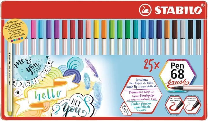 STABILO Pen 68 brush Premium-Filzstift (Multicolor, 25 x)