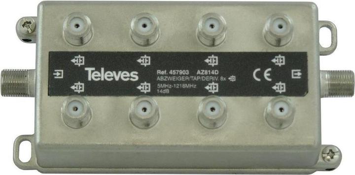 Televes AZ814D 8-way splitter 5-1218 MHz AD:14dB 457903 (14 dB, Manifolds and Branchers)