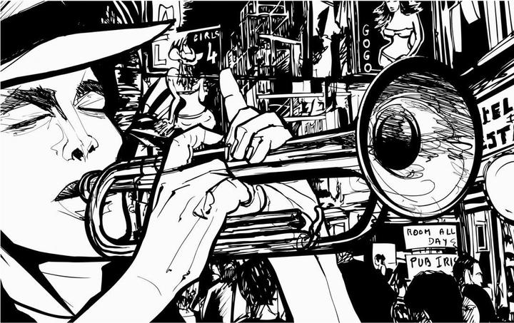 Produktbild Trenddeko Sound of a Street-Musician (432 x 260 cm)