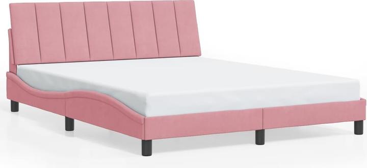Produktbild VidaXL Bettgestell mit LED Polsterbett Bett Doppelbett Rosa 160x200cm Samt (160 x 200 cm)
