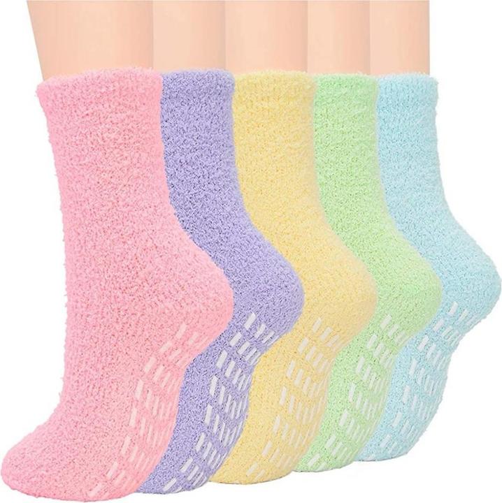 Noya Damen Kuschelsocken, 5er Set, Anti-Rutsch, One Size (5er Pack, One Size)