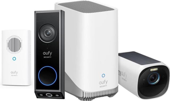 eufy Video Doorbell E340 with Chime + Homebase 3 S380 + EUFYCAM 3 - DEVIOUS BUNDEL