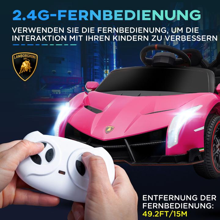 Actual product image Swisshandel24 Lamborghini Kinderauto, pink, Fernbedienung, Bluetooth, 30kg Belastbarkeit (12 V)