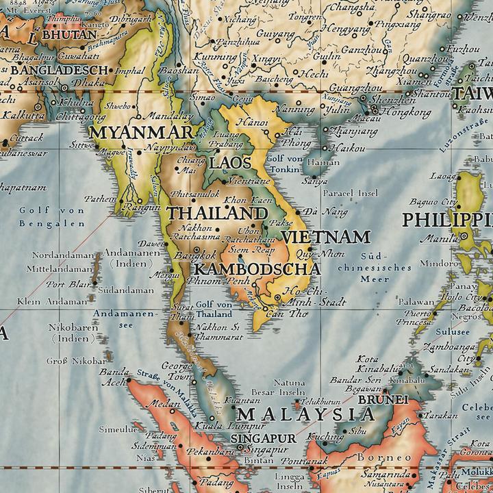Image du produit Carte du monde : carte actualisée en style antique, 1:20 000 000, poster en métal, freytag & bern