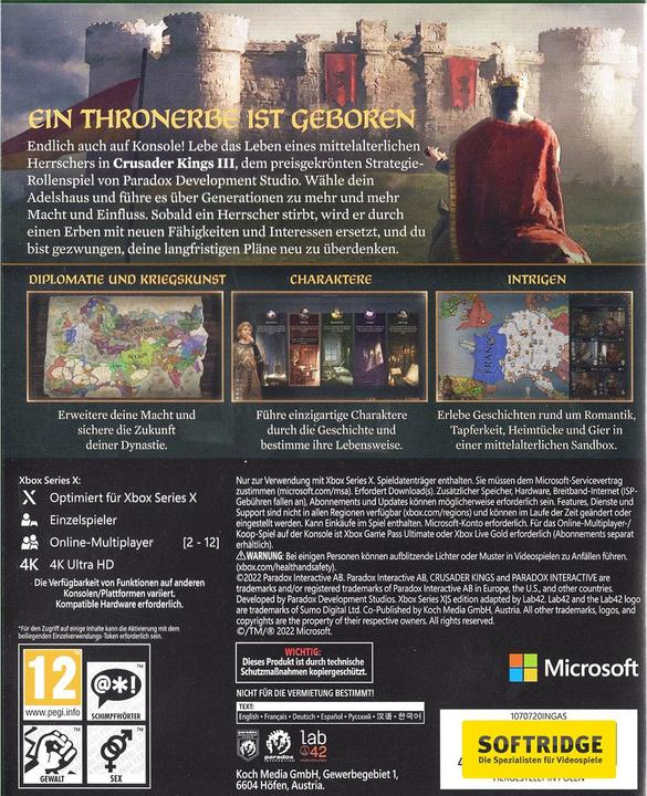 Immagine prodotto Paradox Interactive Crusader Kings III Day One Edition (Xbox Series X, DE)