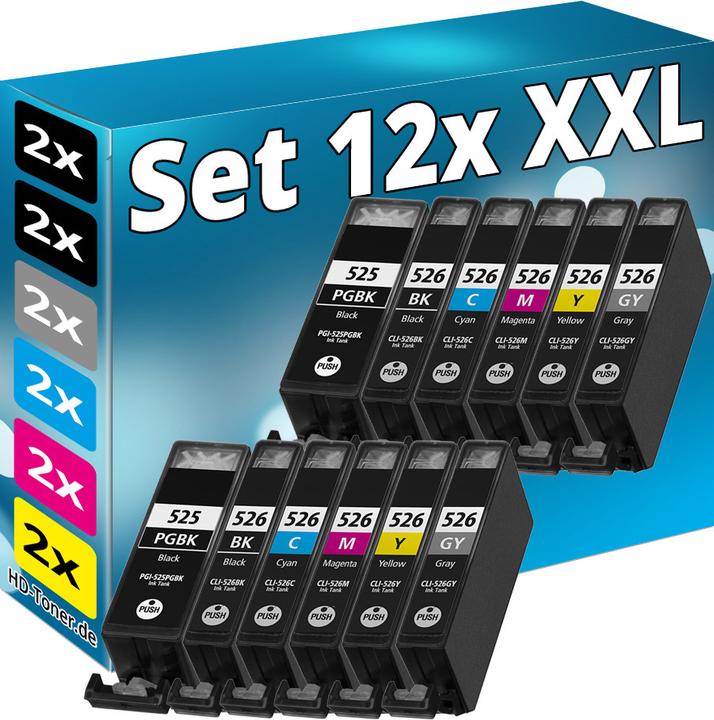 Actual product image Druckfuxx 12 TINTEN PATRONEN für CANON PIXMA IX6550 MG6150 MG6250 MG8150 MG8250