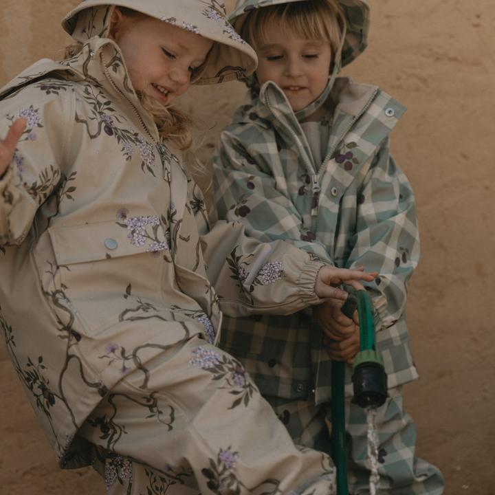 Actual product image Garbo & Friends Lined rain trousers Prune Check (110)