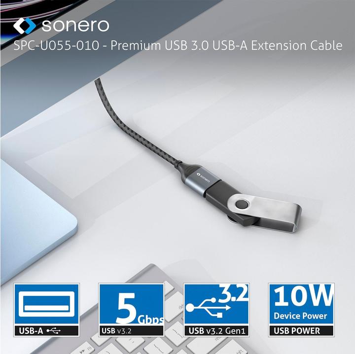Image du produit Sonero Câble d'extension USB 3.0 USB A - USB A 2 m (2 m, USB 3.1, USB 3.0)