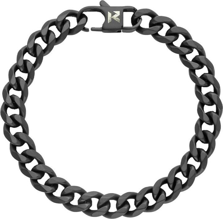 K12 - Black Cuban Bracelet - 8 mm (17 cm, ohne Messing, Chirurgenstahl 316L)