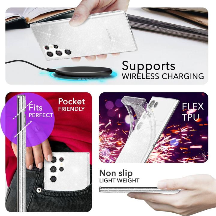 Produktbild Nalia Klare Glitzer Silikon Hülle (Samsung Galaxy S24 Ultra)
