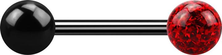 Produktbild Star Piercing Barbell schwarz mit Kugel und Kristallkugel rot Epoxy Schutzschicht (ohne Messing, Titan G23)
