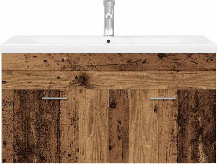 Image du produit VidaXL Meuble sous-vasque avec vasque encastrée imitation vieux bois Salle de bain lavabo