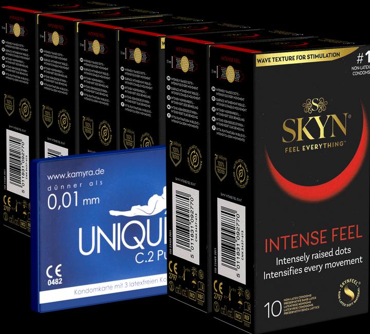 Produktbild Skyn «Intense» Vorteilspack - 60 (6x10) latexfreie Kondome + 1x Kamyra Unique Pull gratis! (63 Stk.)