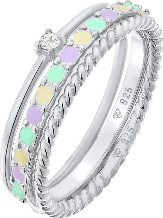 Image du produit Elli Bague multi-couleur émail cristal 3pcs 925 argent (66, Argent 925)