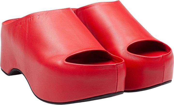 Image du produit Marni slide with chunky clog in red leather (36)