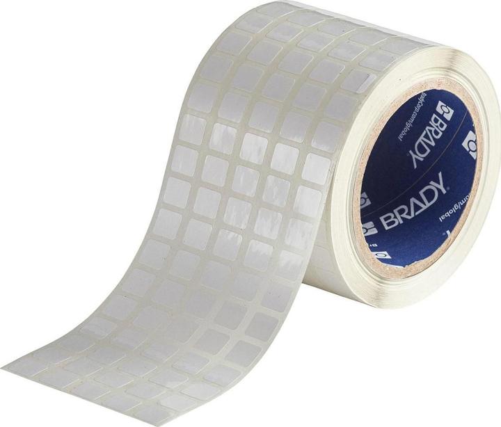 Actual product image Brady THT-12-533-10, removable polyester, white, glossy, 12.70 x 11.10 mm, 5-lane (10000