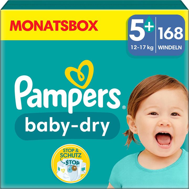 Actual product image Pampers Baby-Dry (Size 5+, Monthly box, 168 Piece)