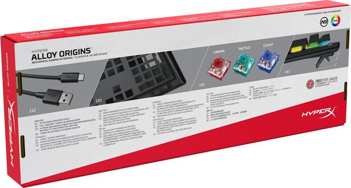 Actual product image HyperX Alloy Origins Mechanical Gaming Keyboard, US Layout, Blue Switch (US, Cable)