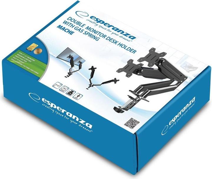 Productafbeelding Esperanza ERW020 Gas bureausteun voor twee monitoren 17-27" tot 6kg (Tabel, 27.01")