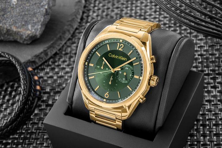 Produktbild Calvin Klein CK25200266 Force Heren Horloge - Mineraalglas - Staal - Goudkleurig - 45 mm breed - Quartz - V