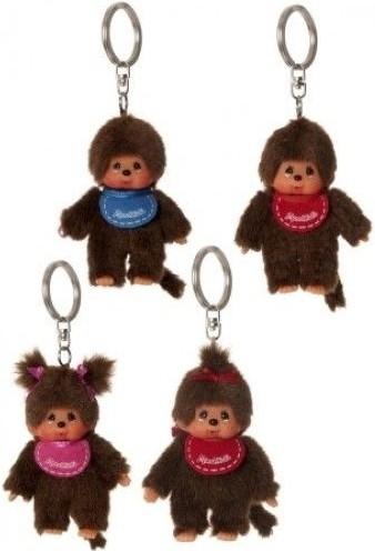 Monchhichi Sekiguchi 2534 Original Mädchen oder Junge, aus braunem Plüsch, mit Lätzchen, Schlüsselanhänger,...