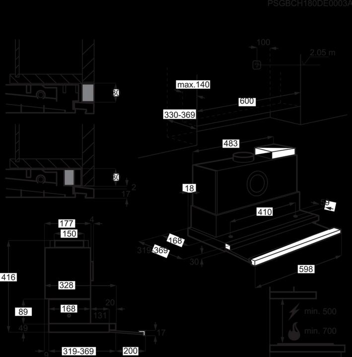 Image du produit Electrolux DAGL6045WE (Hotte à tiroir, Hotte intégrée, Hotte murale)