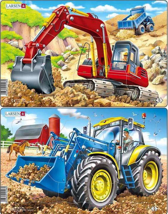 Actual product image Larsen Puzzle - Tractor & Excavator (Set of 2 Midi) (15 pieces)