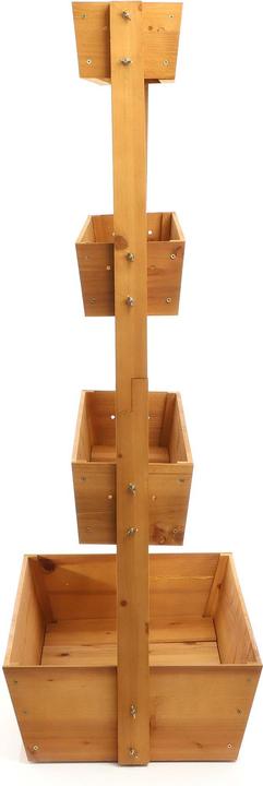Actual product image Toboli Raised Bed with 4 Levels Wooden Flower Shelf Planter Planting Rack Box for Balcony and Garden