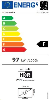 Label énergétique LG OLED65C43LA Téléviseur 4K OLED evo 164 cm (65) (65", C4, OLED, 4K, 2024)