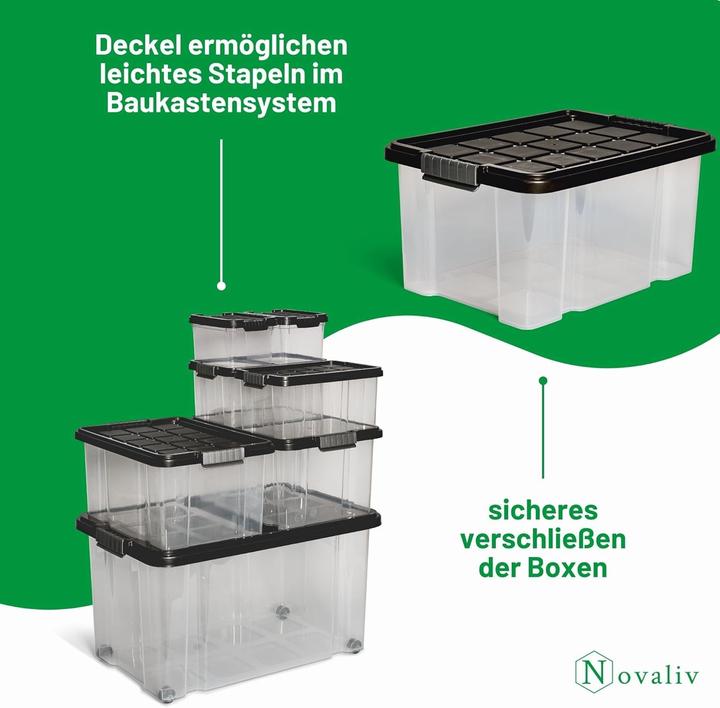 Actual product image Novaliv 3x Ersatzdeckel 15 Liter mit Clipverschluss 41x29 cm Antrazit (41 x 29 cm, 15 l)