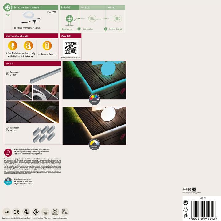 Actual product image Paulmann Outdoor Plug & Shine Stripe Neon (RGBW, 500 cm, Outdoor)