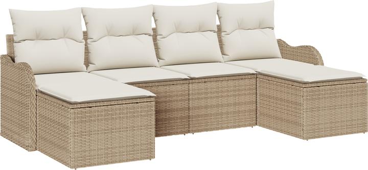 Produktbild VidaXL 6-teiliges Garten Sofa Set mit Kissen Beige Poly Rattan